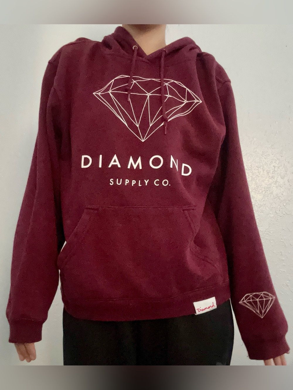 Diamond Supply Co. Burgundy Hoodie with White Diamond Logo